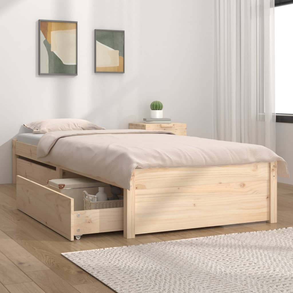 vidaXL Cadre de lit avec tiroirs 90x190 cm Simple