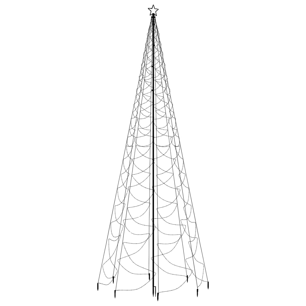 vidaXL Arbre de Noël avec poteau en métal 1400 LED blanches froides 5m