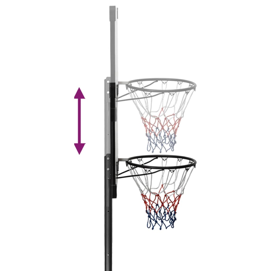 vidaXL Support de basket-ball Transparent 280-350 cm Polycarbonate