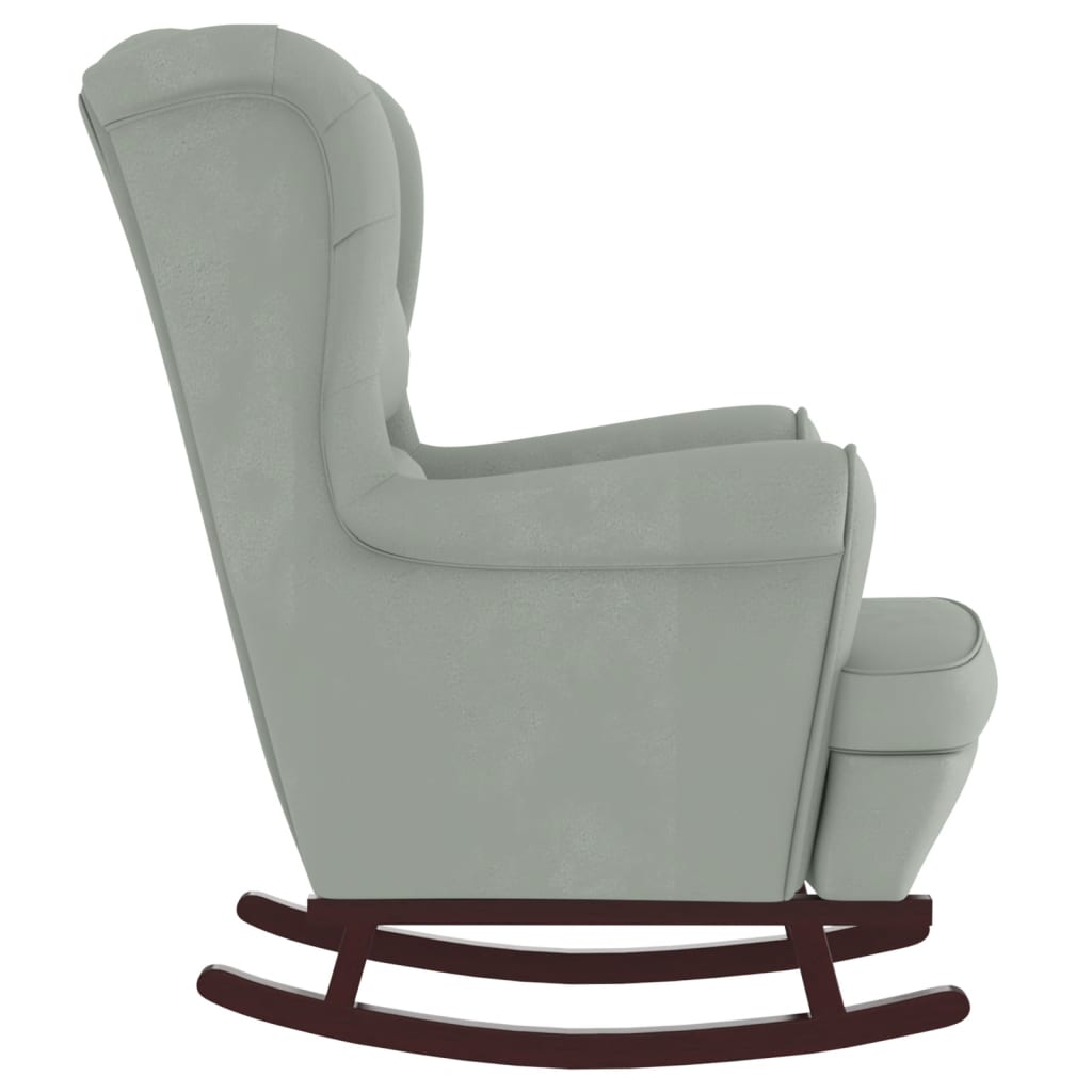 vidaXL Chaise à bascule avec pieds en bois et tabouret Gris clair
