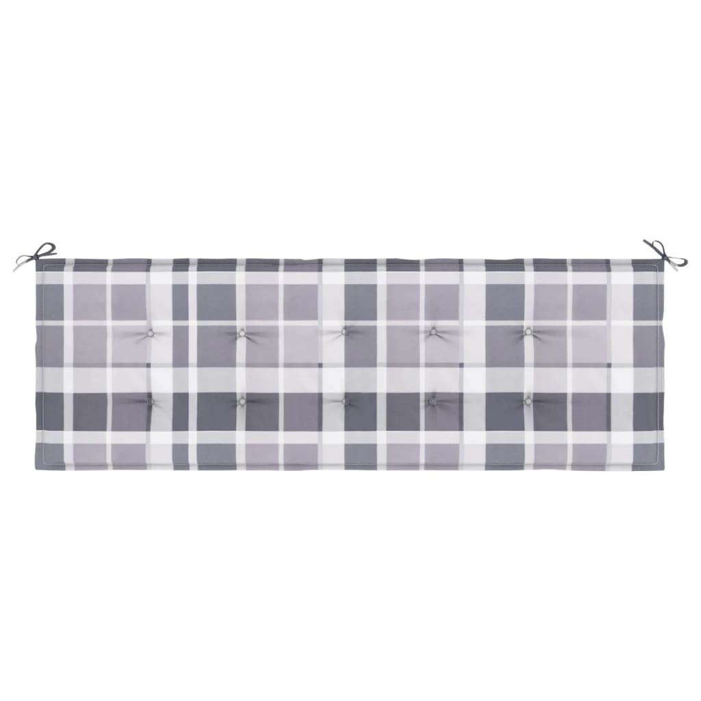 vidaXL Coussin de banc de jardin motif à carreaux gris 150x50x3 cm
