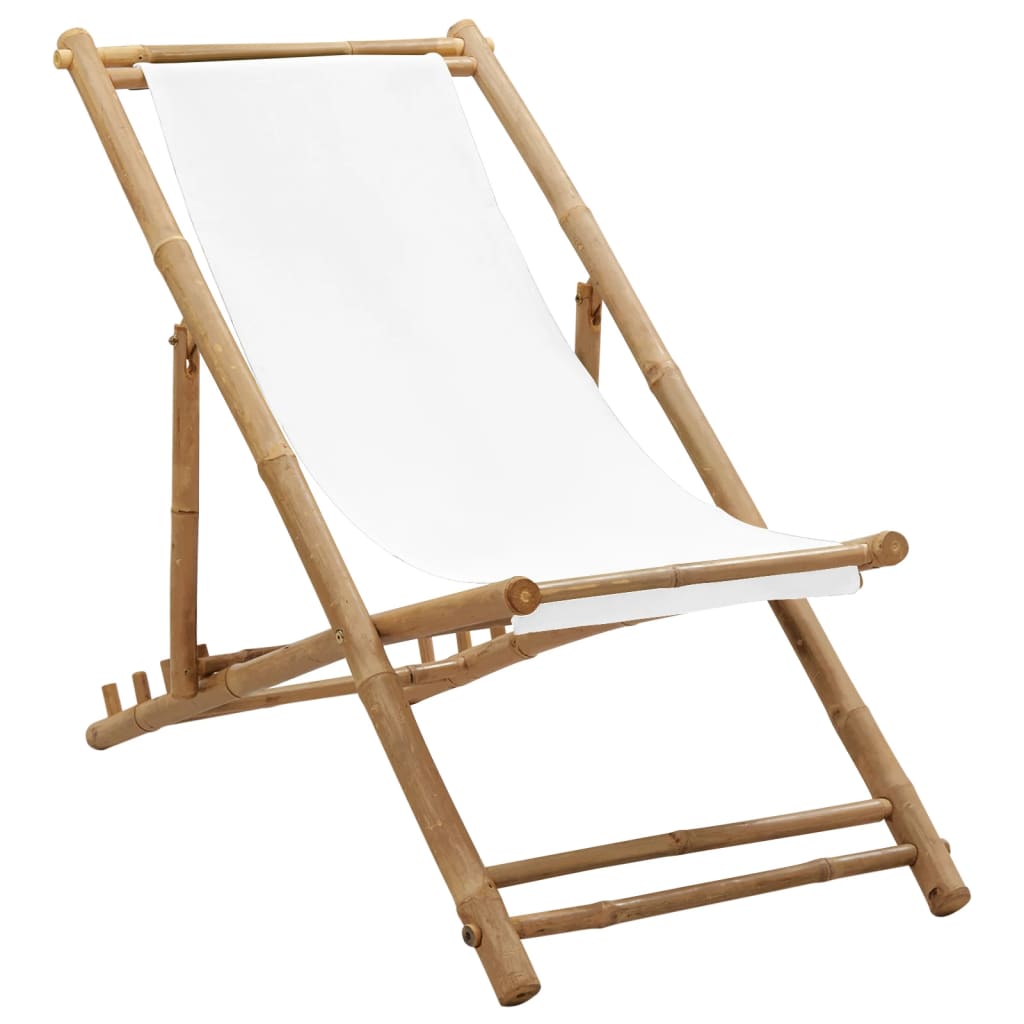 vidaXL Chaise de terrasse Bambou et toile