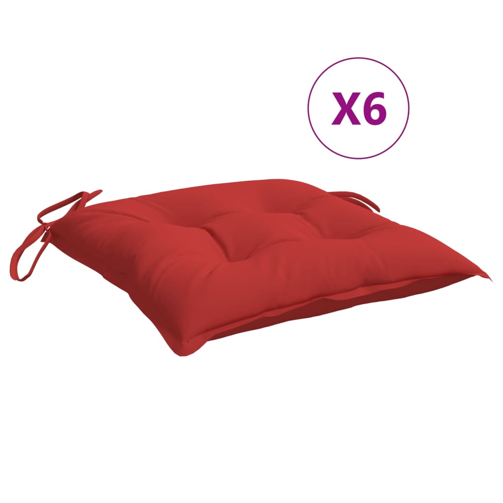 vidaXL Coussins de chaise lot de 6 rouge 50x50x7 cm tissu oxford