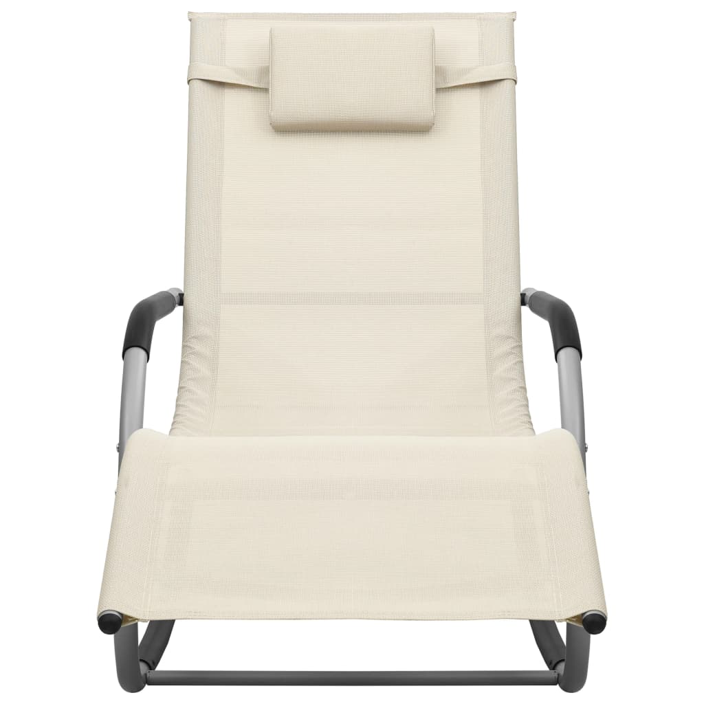 vidaXL Chaise longue textilène crème et gris