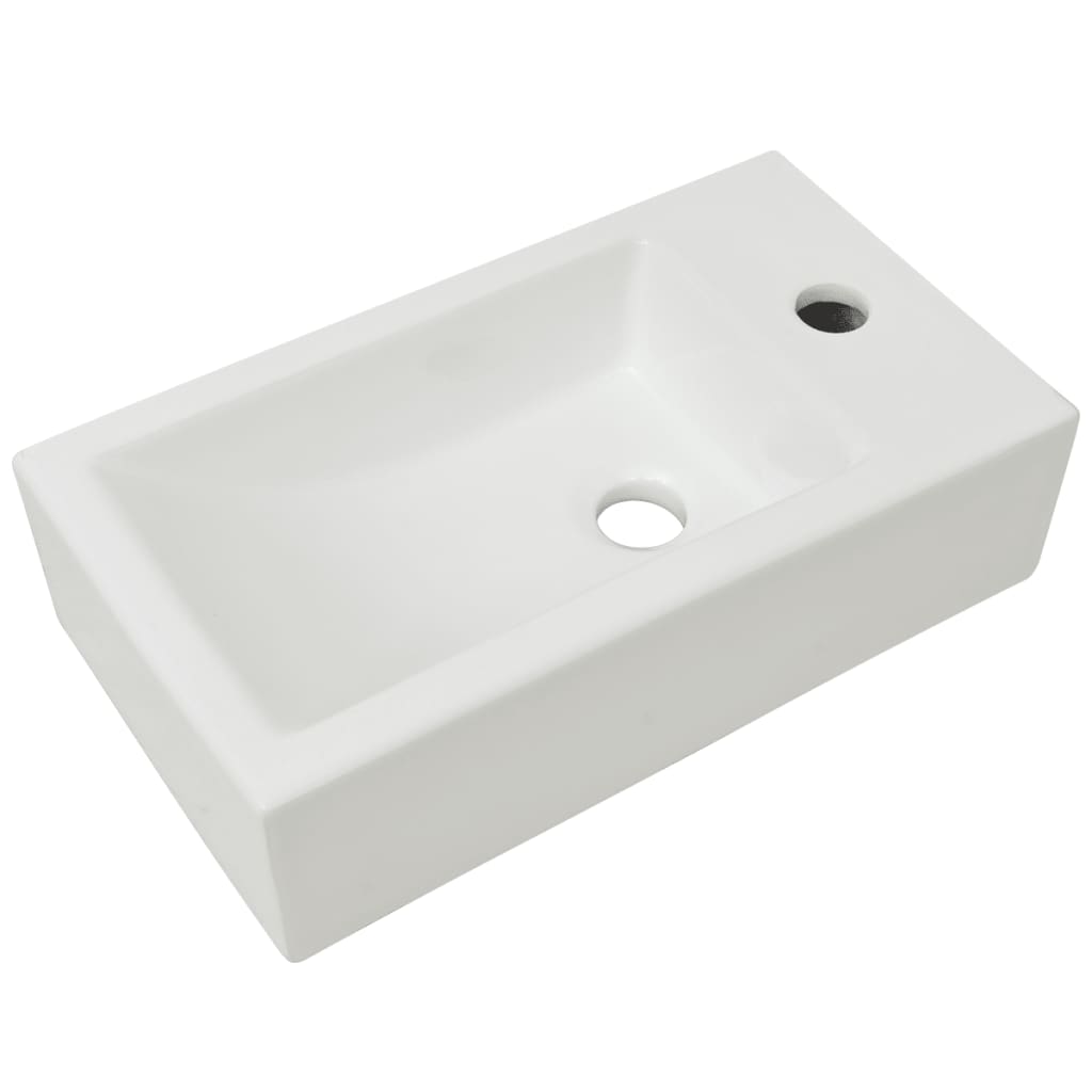 vidaXL Vasque + trou de robinet Céramique Blanc 46 x 25,5 x 12 cm