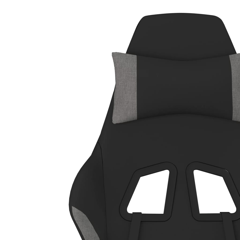 vidaXL Chaise de jeu de massage repose-pied Noir et gris clair Tissu