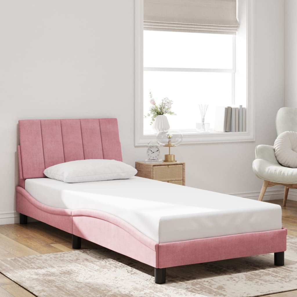 vidaXL Cadre de lit avec lumières LED rose 80x200 cm velours
