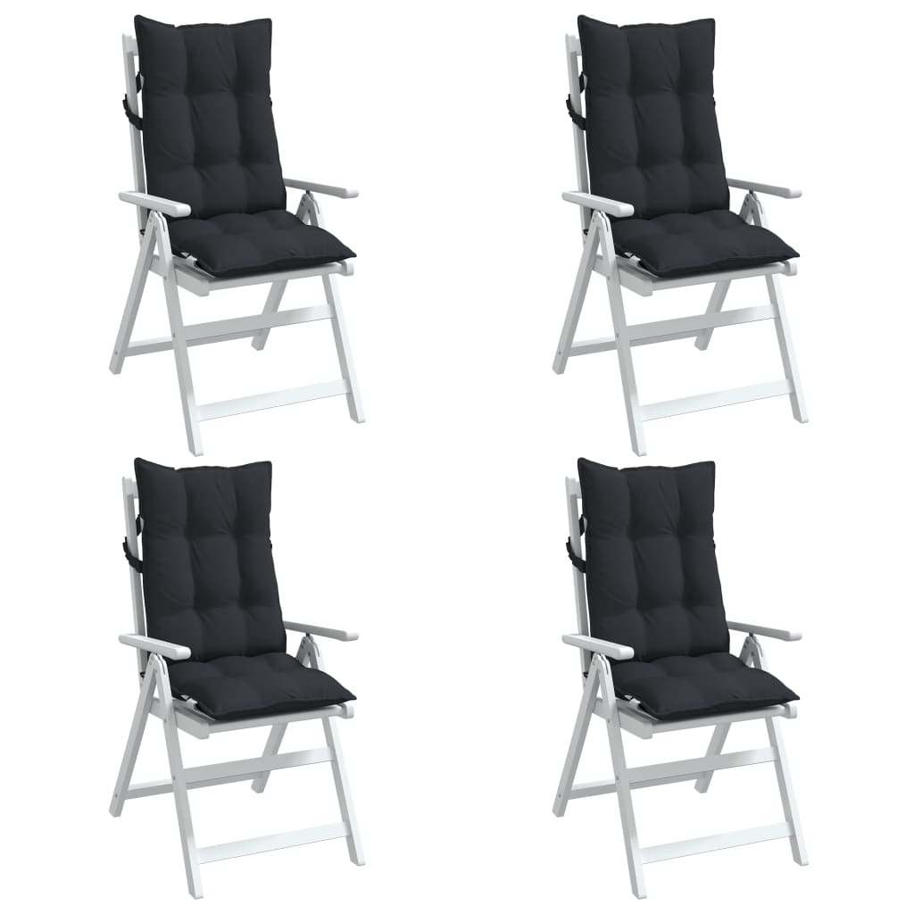 vidaXL Coussins de chaise à dossier haut lot de 4 noir tissu oxford