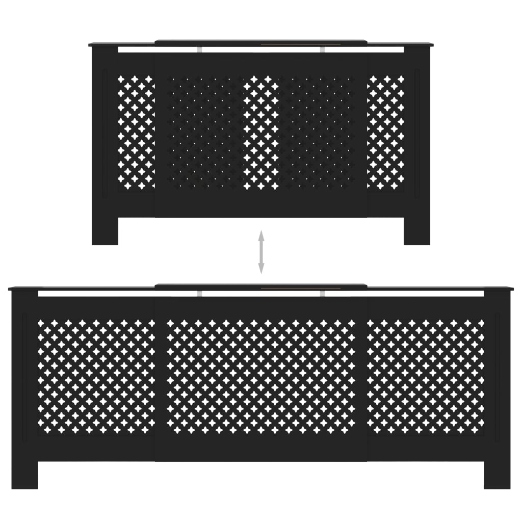 vidaXL Cache-radiateur MDF Noir 205 cm