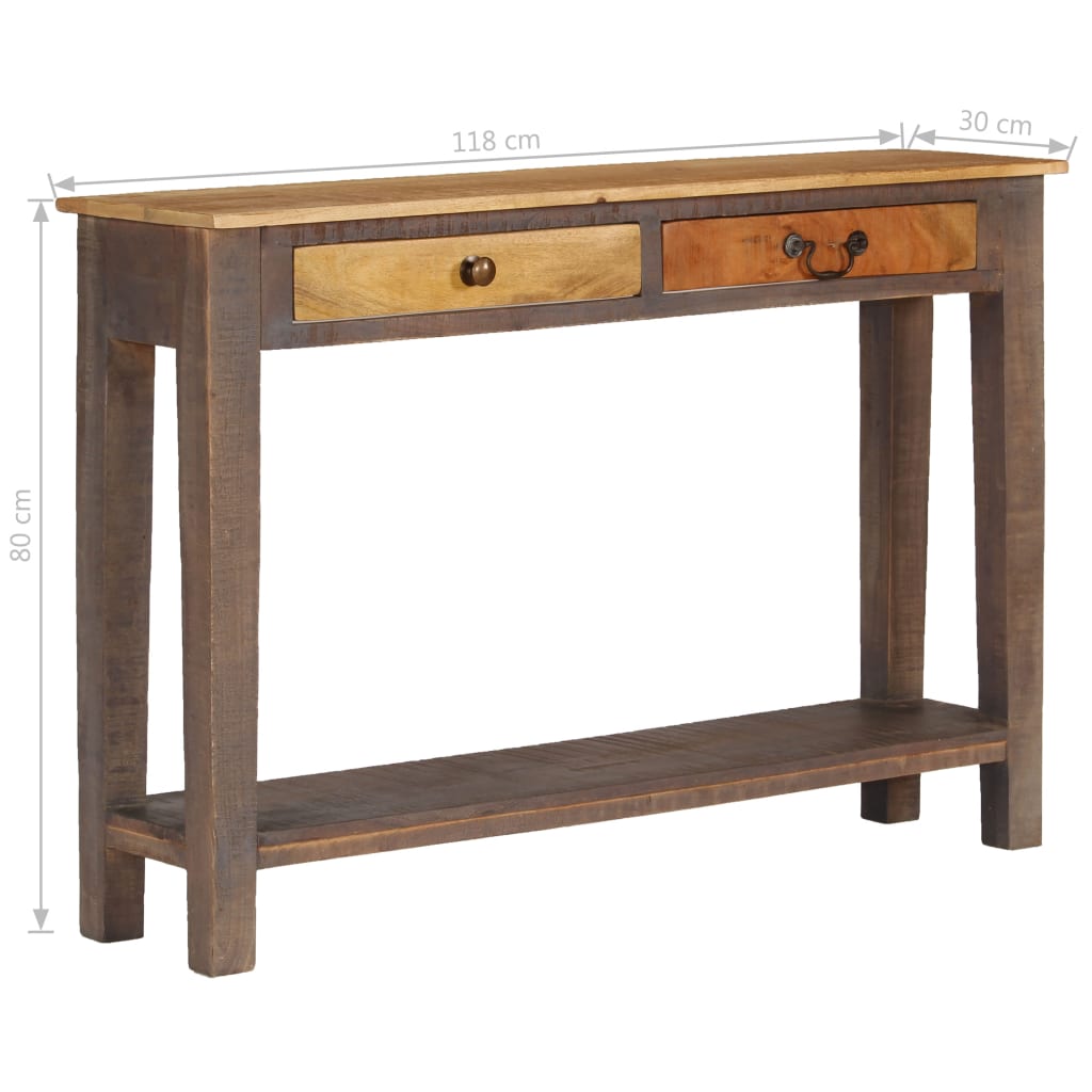 vidaXL Table console Bois massif Vintage 118 x 30 x 80 cm