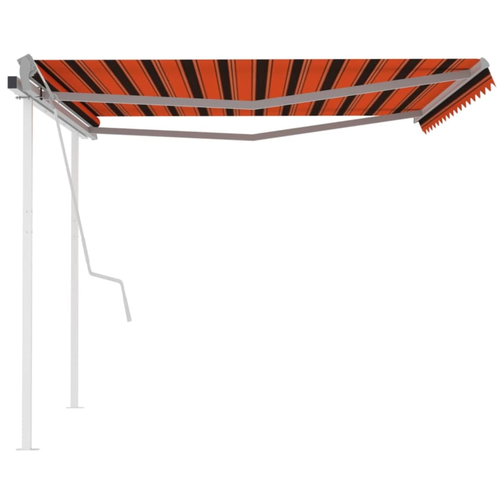 vidaXL Auvent manuel rétractable avec poteaux 4x3 m Orange et marron