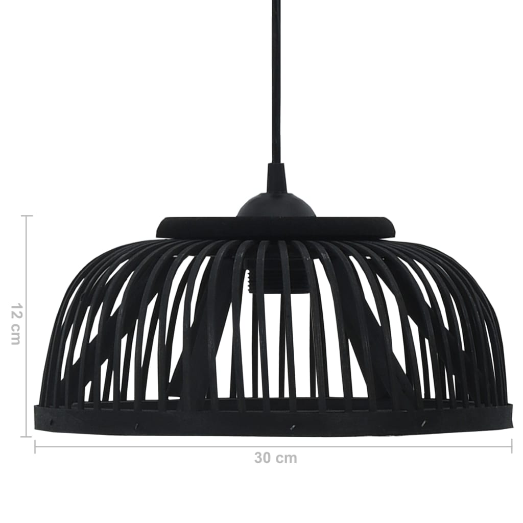 vidaXL Lampe suspendue Noir Bambou 40 W 30x12 cm Demi-cercle E27