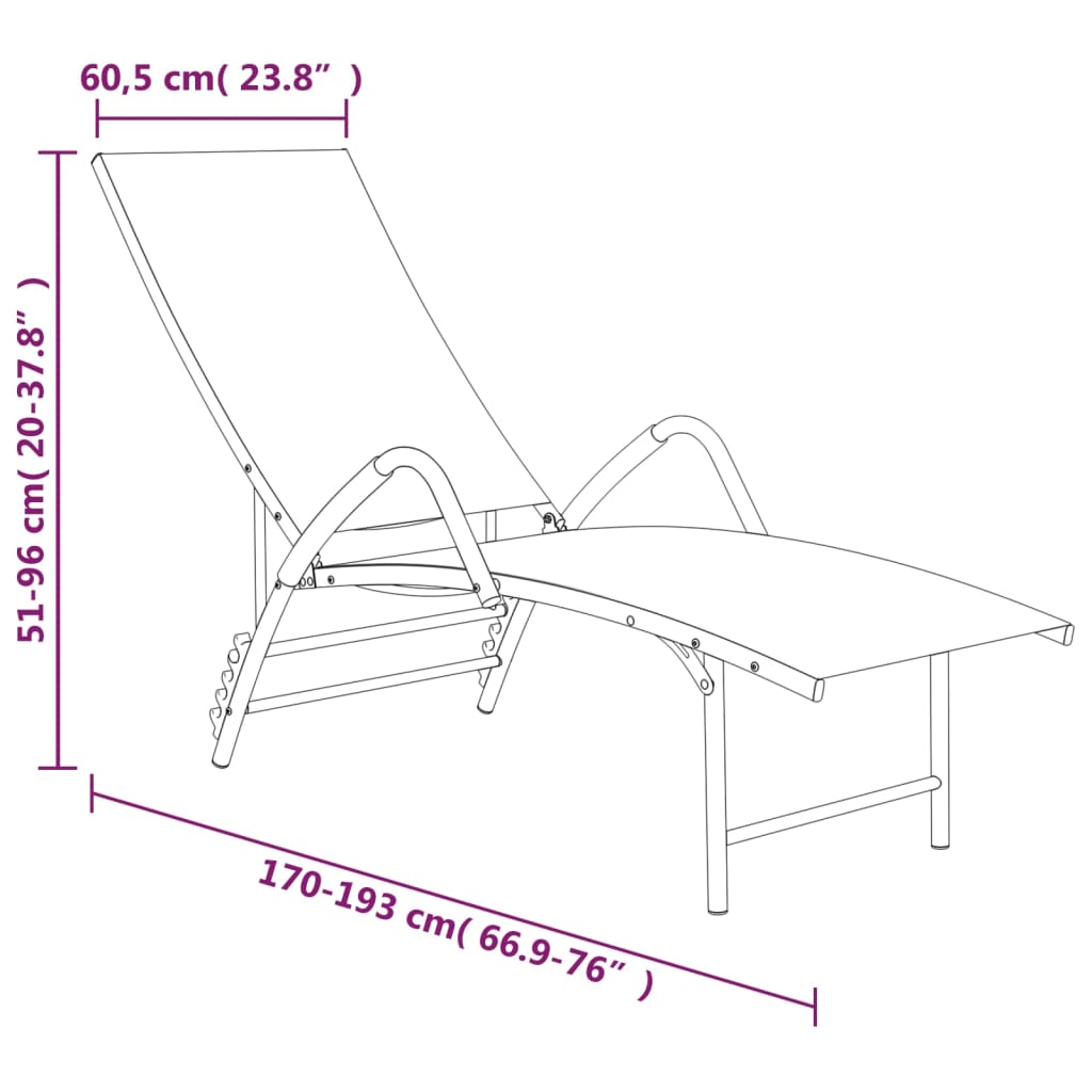 vidaXL Chaise longue Textilène et aluminium Vert
