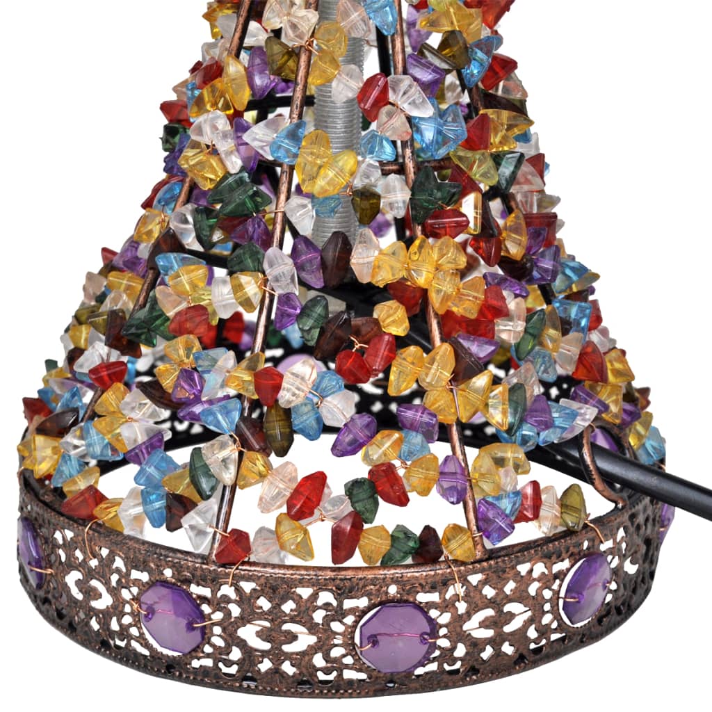 Lampe de chevet avec perles en crystal multicouleur