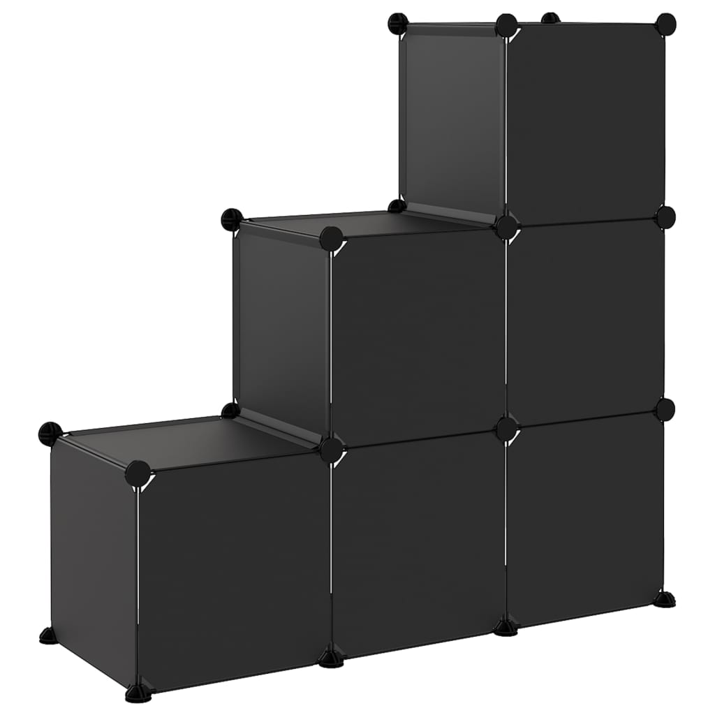 vidaXL Cubes de rangement 6 pcs Noir PP