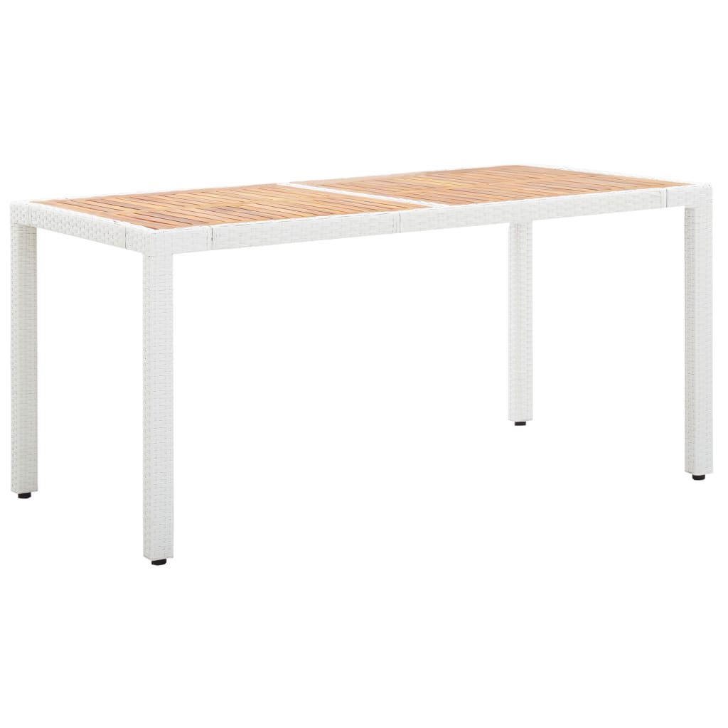 vidaXL Table de jardin Blanc 150x90x75 cm Résine tressée et acacia
