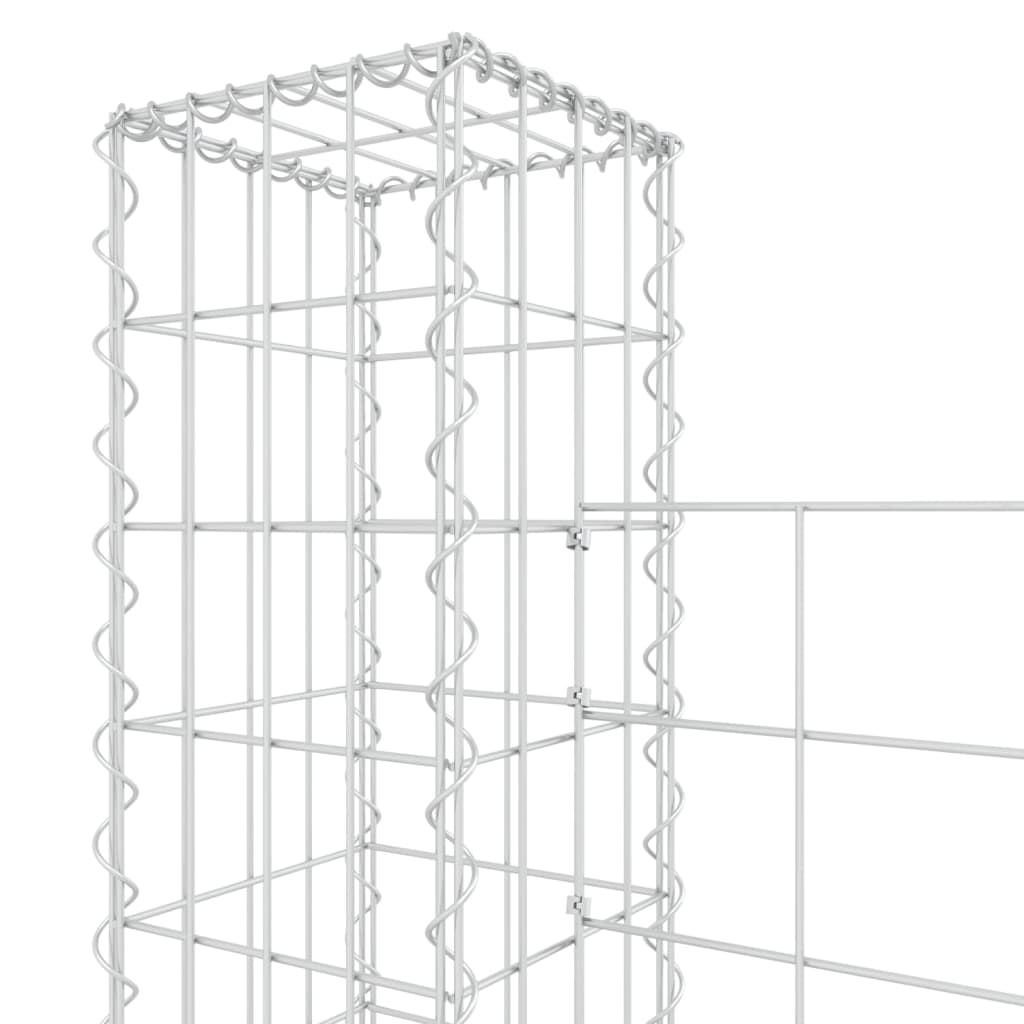 vidaXL Panier de gabion en forme de U avec 2 poteaux Fer 140x20x150 cm