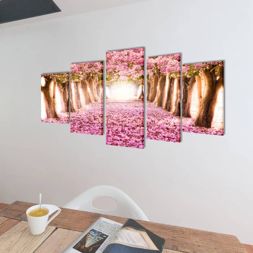 Set de toiles murales imprimées Cerisiers en fleurs 100 x 50 cm