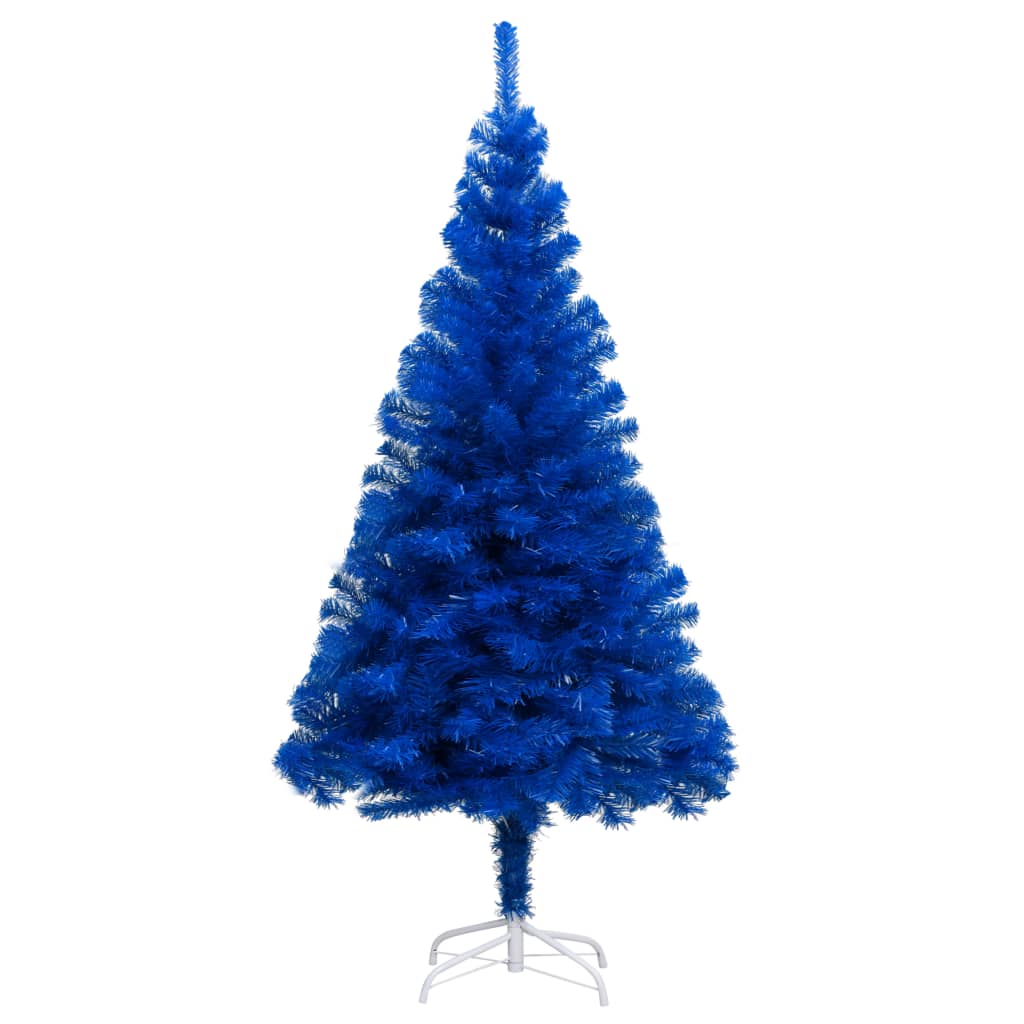 vidaXL Sapin de Noël artificiel pré-éclairé et support bleu 180 cm PVC