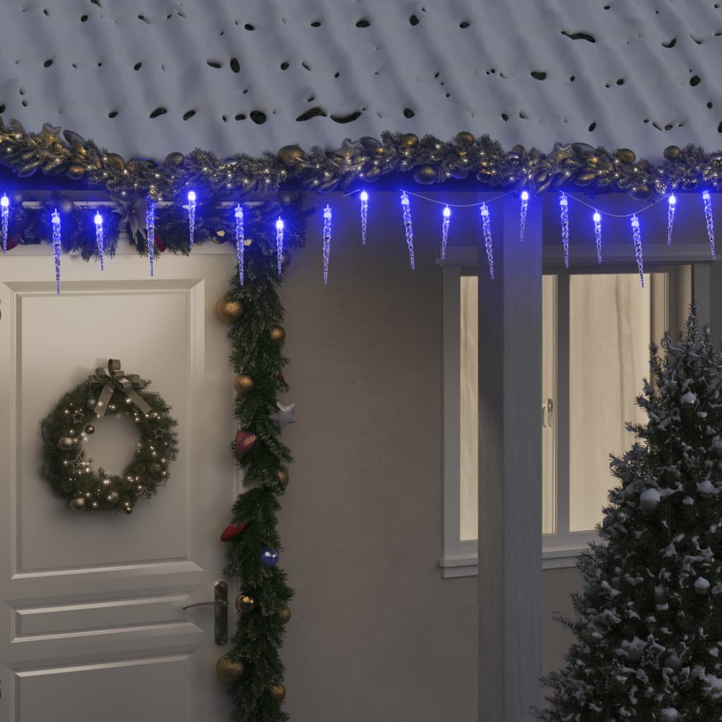 vidaXL Guirlande lumineuse à glaçons de Noël 100 pcs Bleu Acrylique