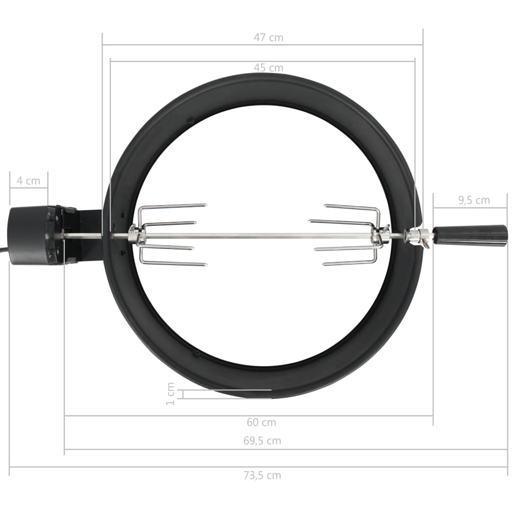 vidaXL Kit d'anneau de rôtissoire barbecue 47 cm Noir