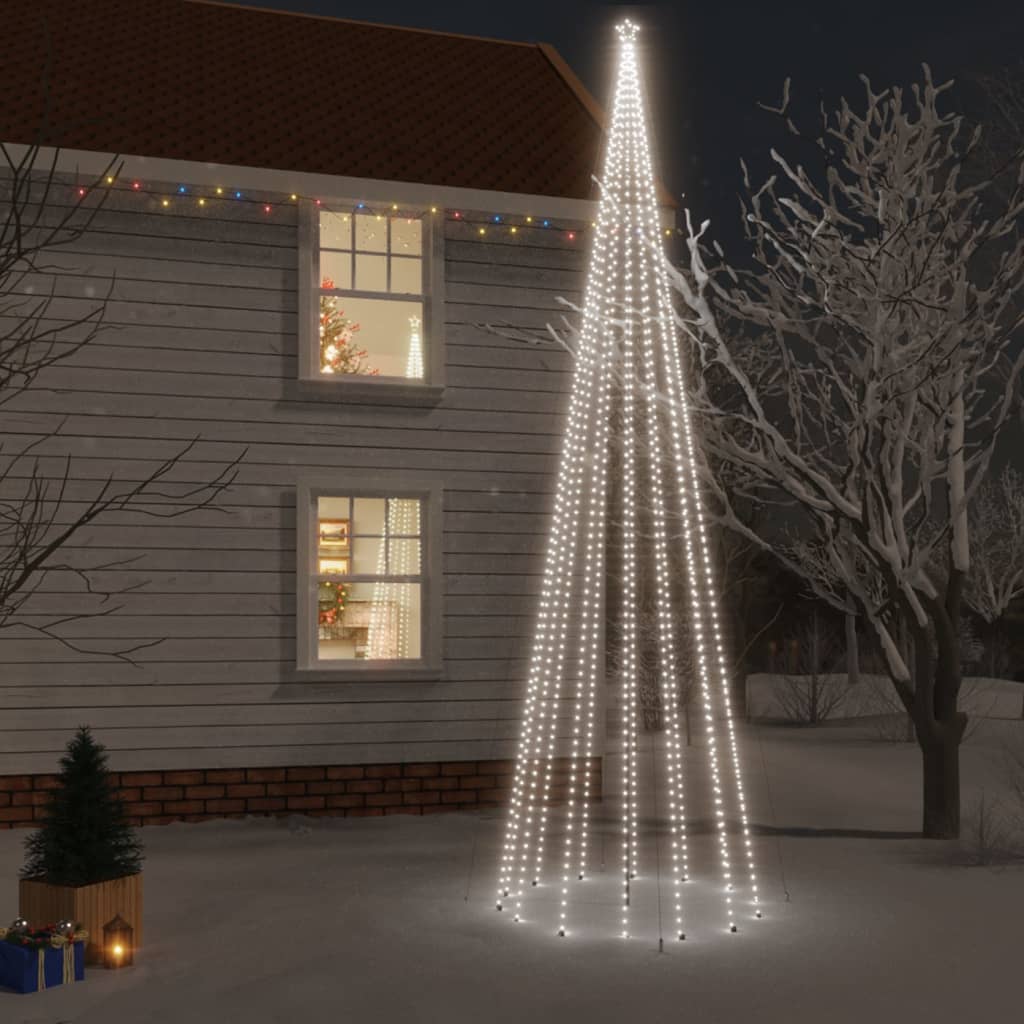 vidaXL Sapin de Noël avec piquet 1134 LED Blanc froid 800 cm