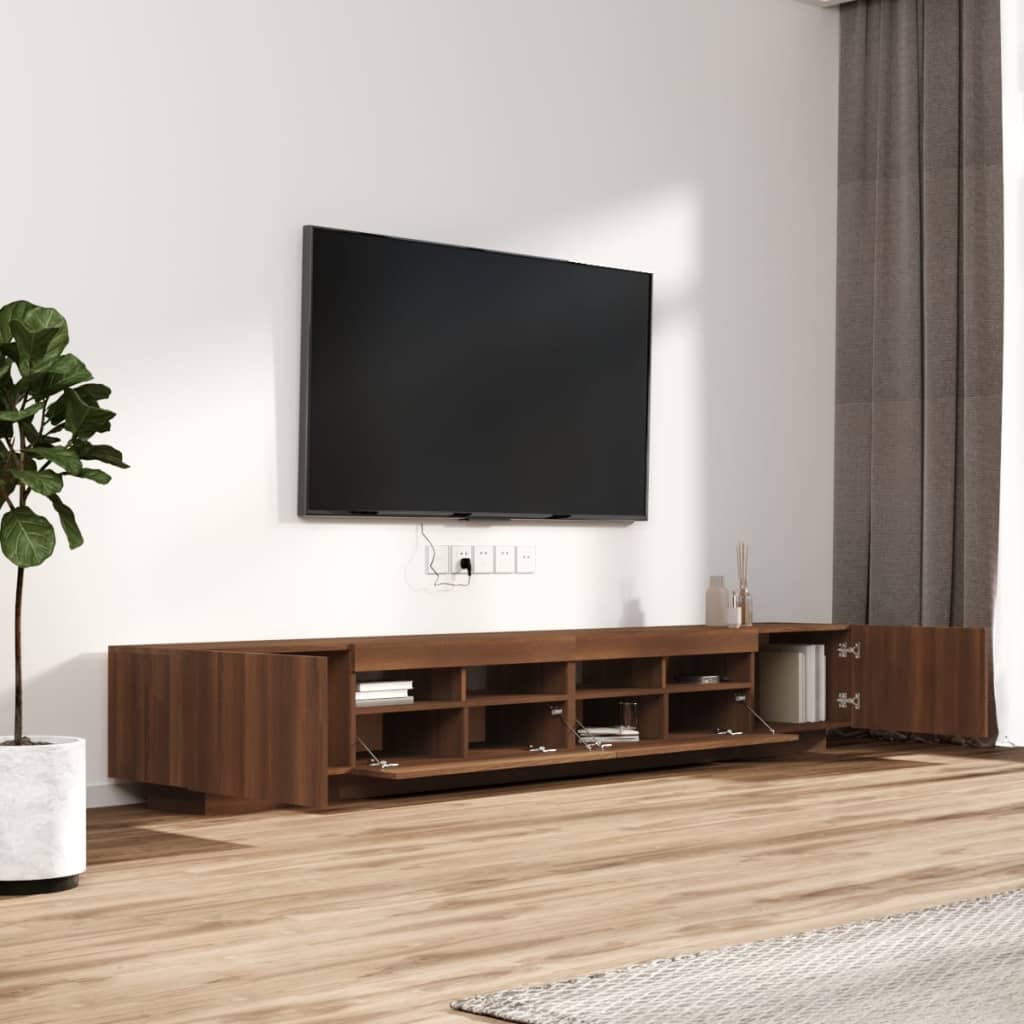 vidaXL Ensemble de meubles TV avec lumières LED 3 pcs Chêne marron