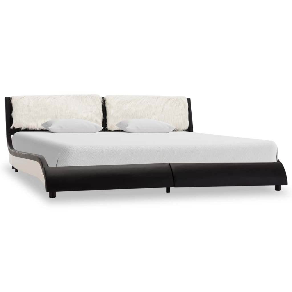 vidaXL Cadre de lit Noir et blanc Similicuir 180 x 200 cm