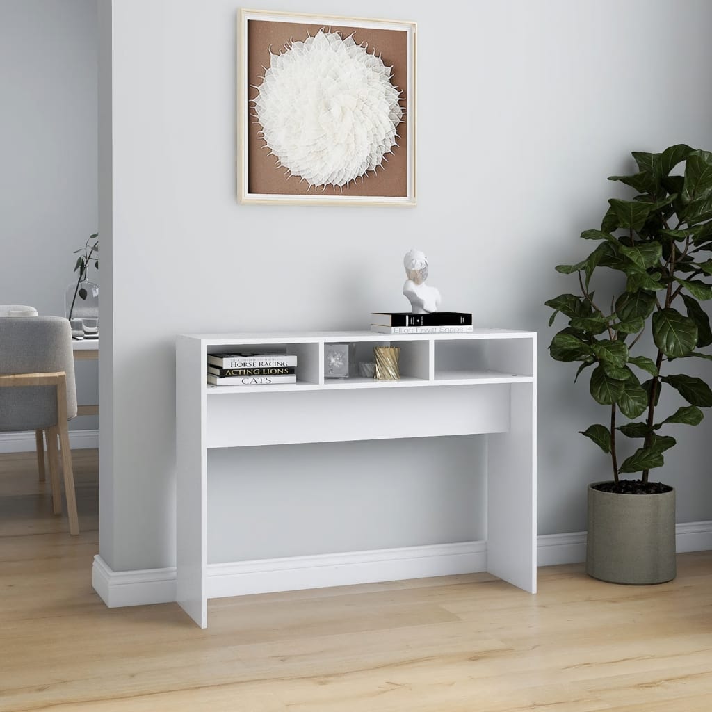 vidaXL Table console blanc 105x30x80 cm bois d'ingénierie