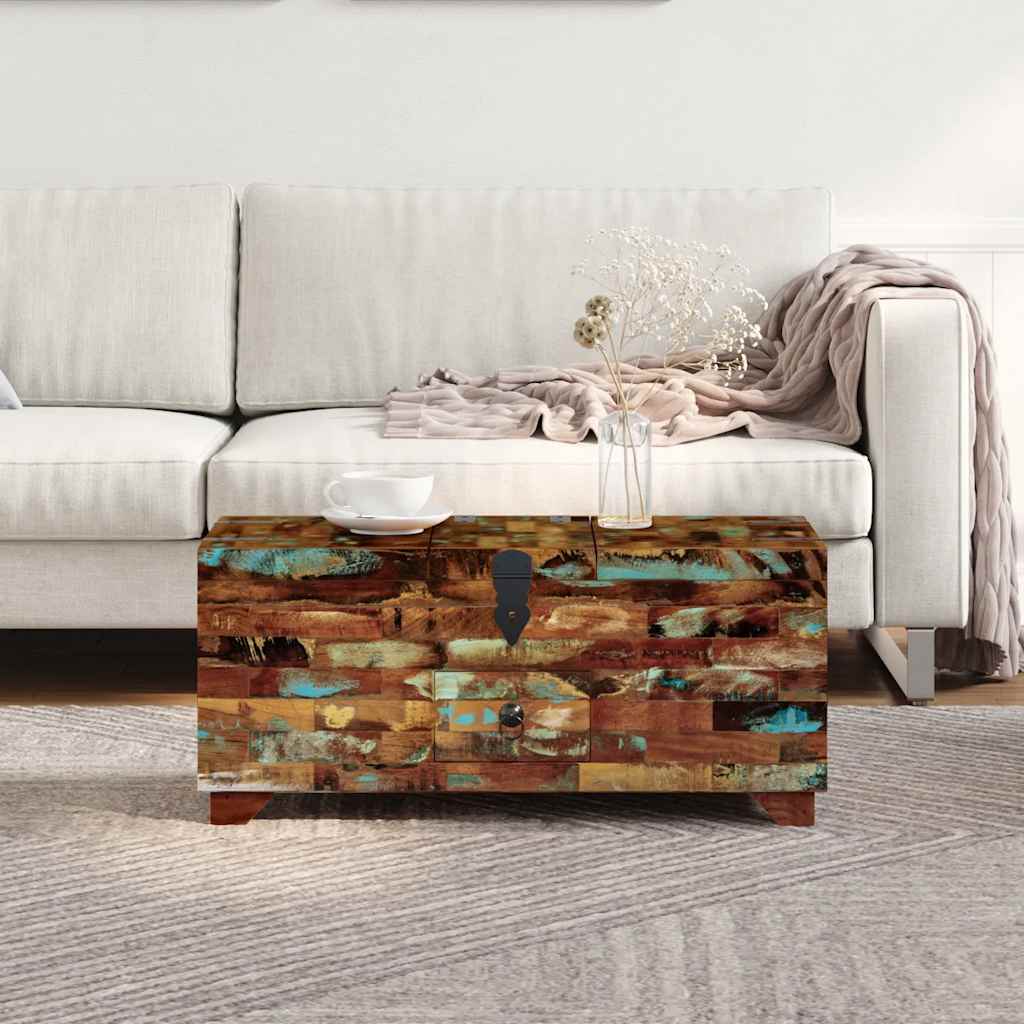vidaXL Coffre table basse Bois de récupération massif 80 x 40 x 35 cm