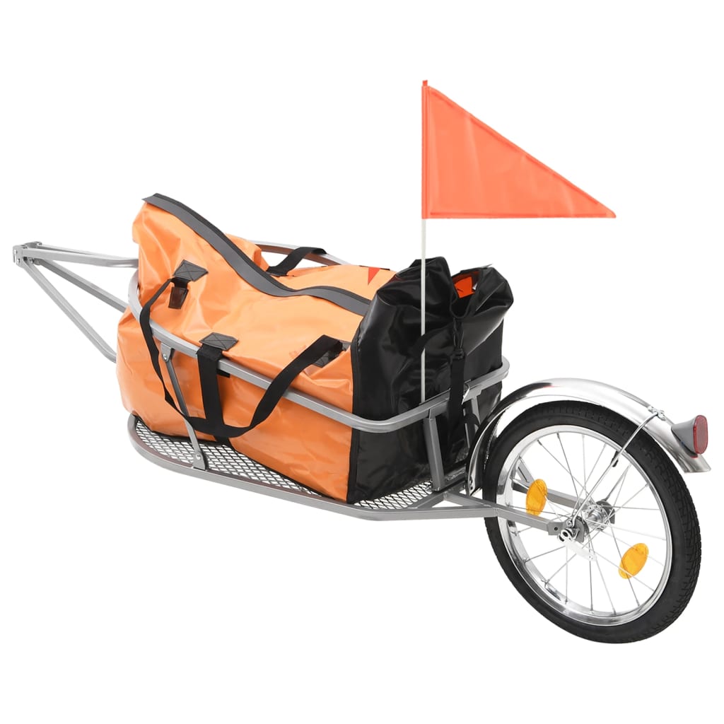 vidaXL Remorque à bagages pour vélo avec sac Orange et noir