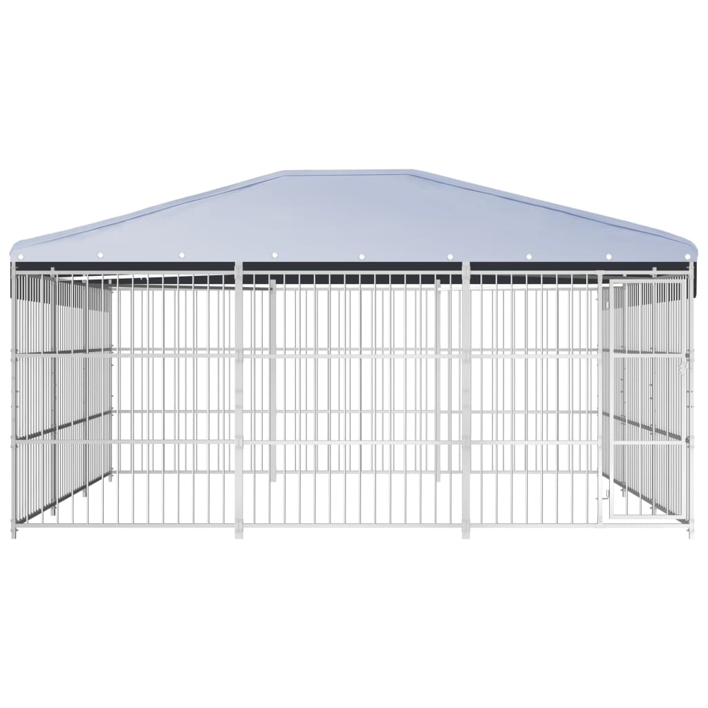 vidaXL Chenil d'extérieur avec toit pour chiens 450 x 450 x 200 cm