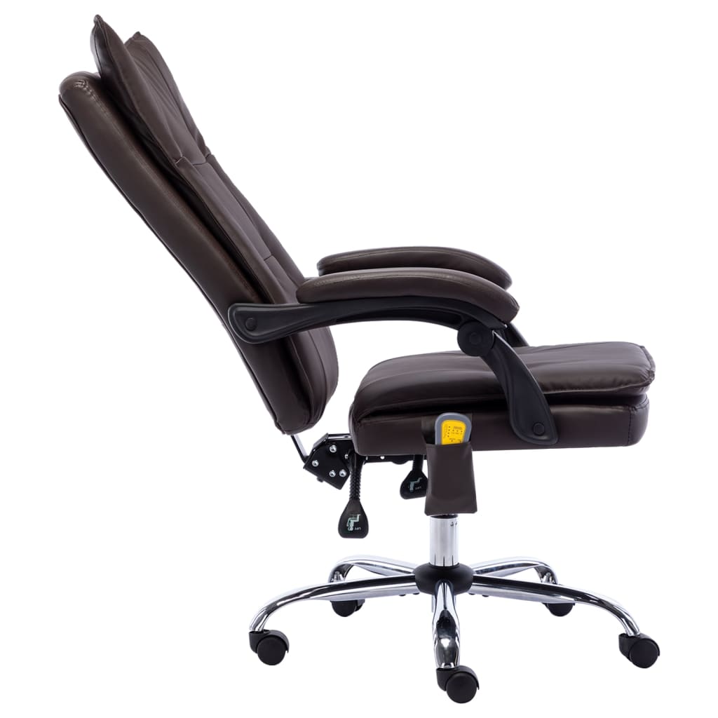 vidaXL Chaise de bureau de massage Marron Similicuir