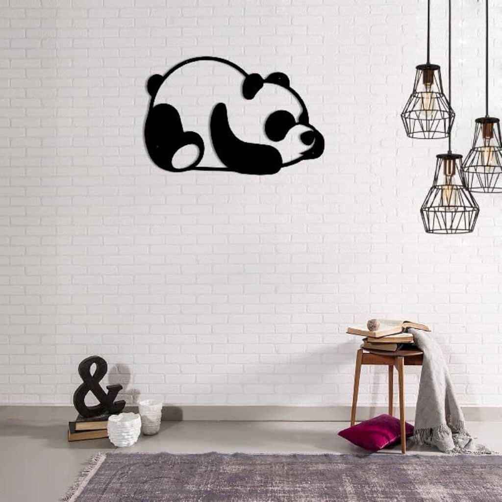 Homemania Décoration murale Panda 50x35 cm Acier Noir