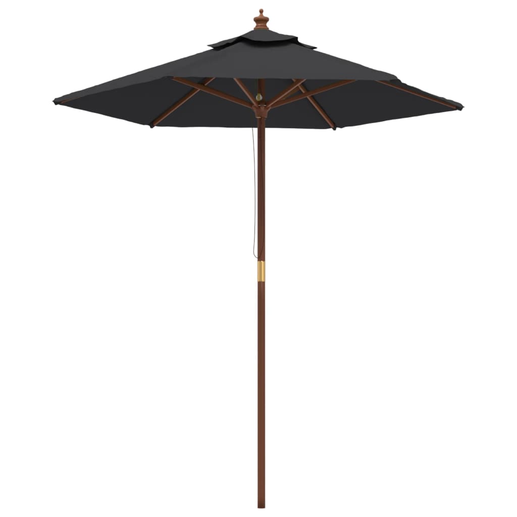 vidaXL Parasol de jardin avec mât en bois noir 196x231 cm