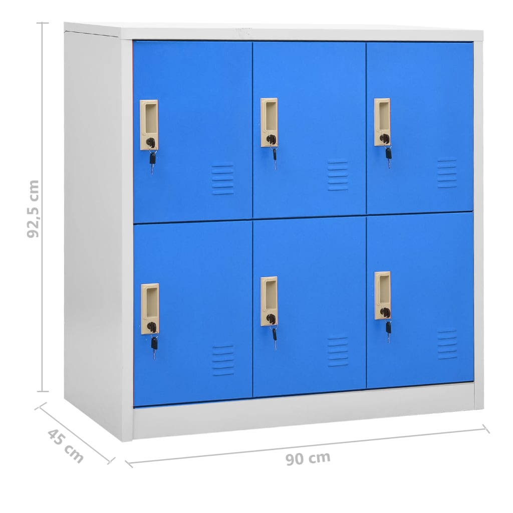 vidaXL Armoires à casiers 5 pcs Gris clair et bleu 90x45x92,5 cm Acier