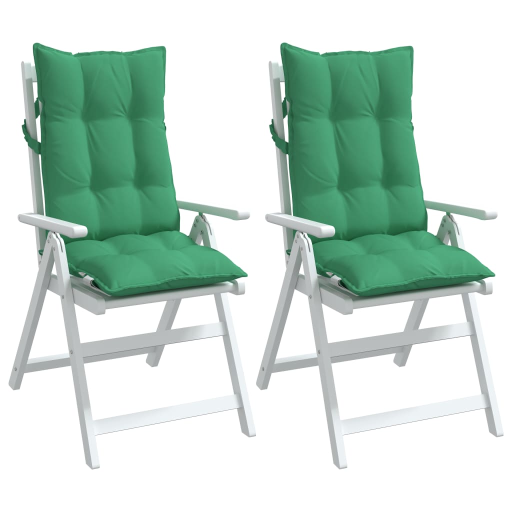 vidaXL Coussins de chaise à dossier haut lot de 2 vert tissu oxford