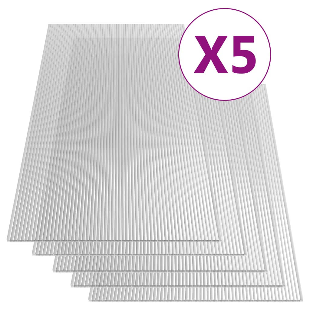vidaXL Feuilles de polycarbonate 5 pcs 4,5 mm 150x65 cm