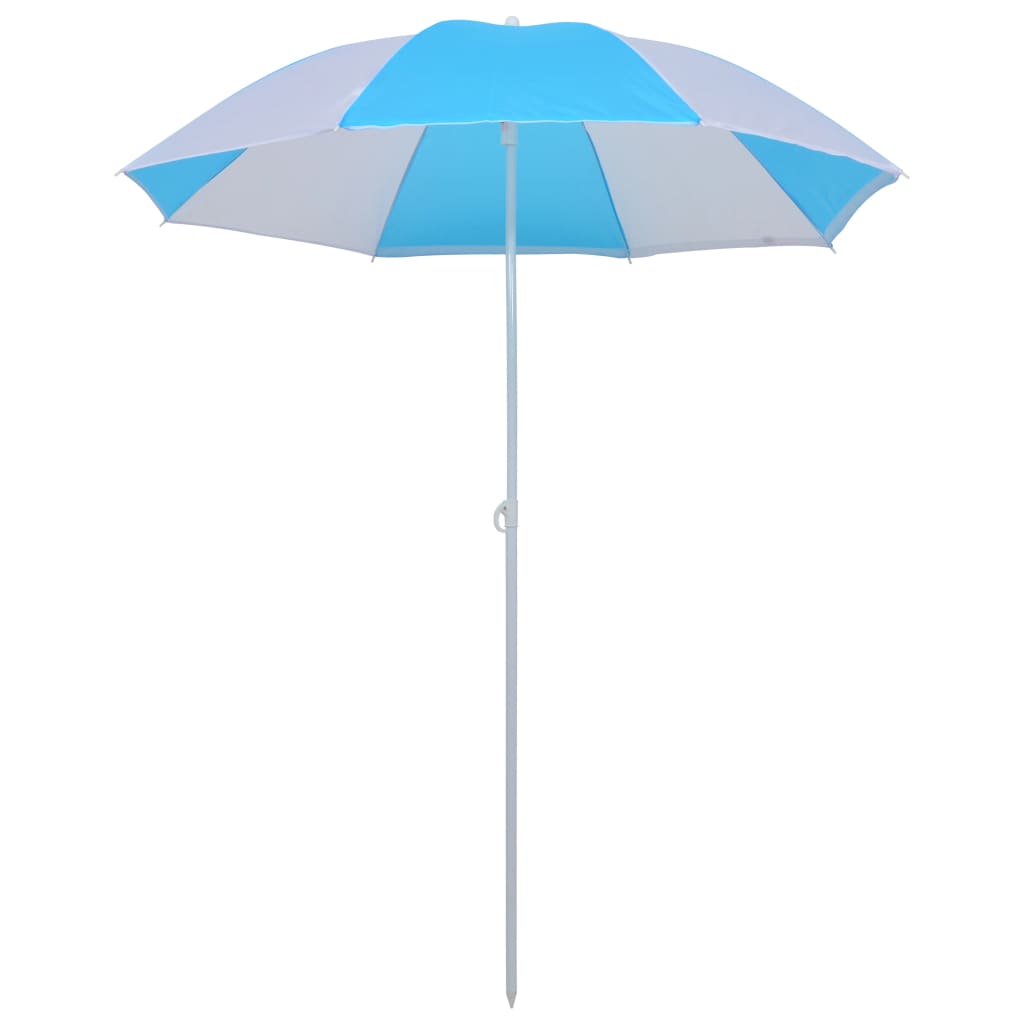 vidaXL Parasol de plage Bleu et blanc 180 cm Tissu