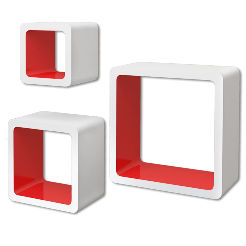 vidaXL Étagères murales Forme de cube 6 pcs Blanc et rouge | vidaXL.fr