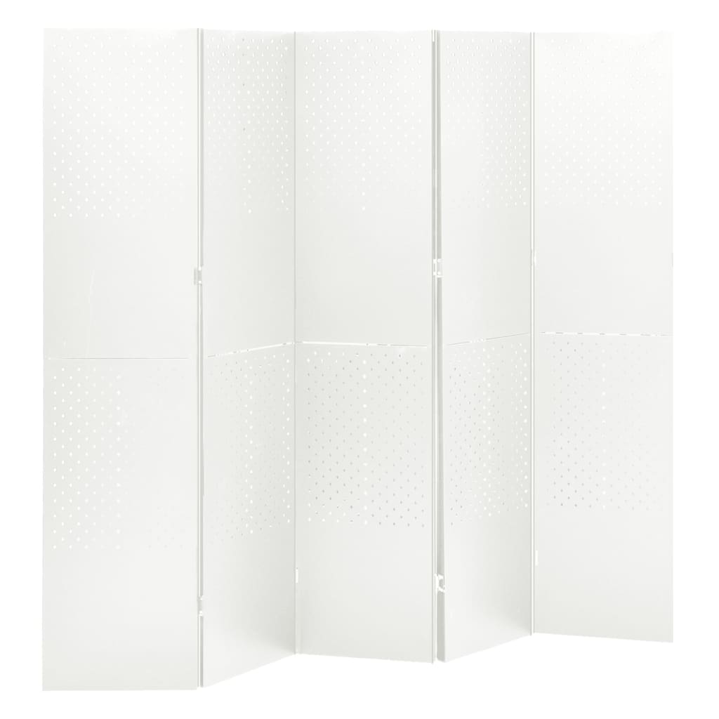 vidaXL Cloison de séparation 5 panneaux Blanc 200x180 cm Acier