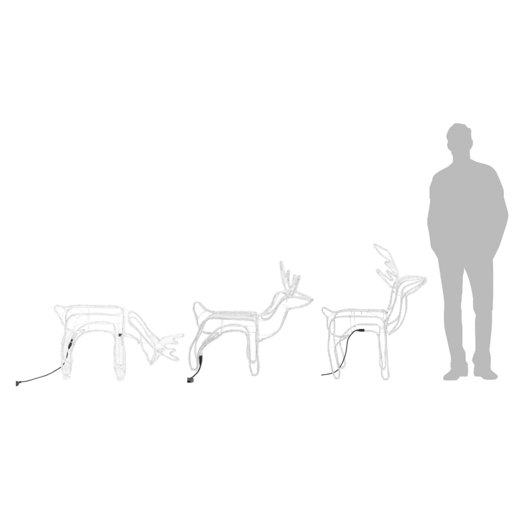 vidaXL Ensemble de figurines de rennes de Noël 3 pcs Blanc chaud