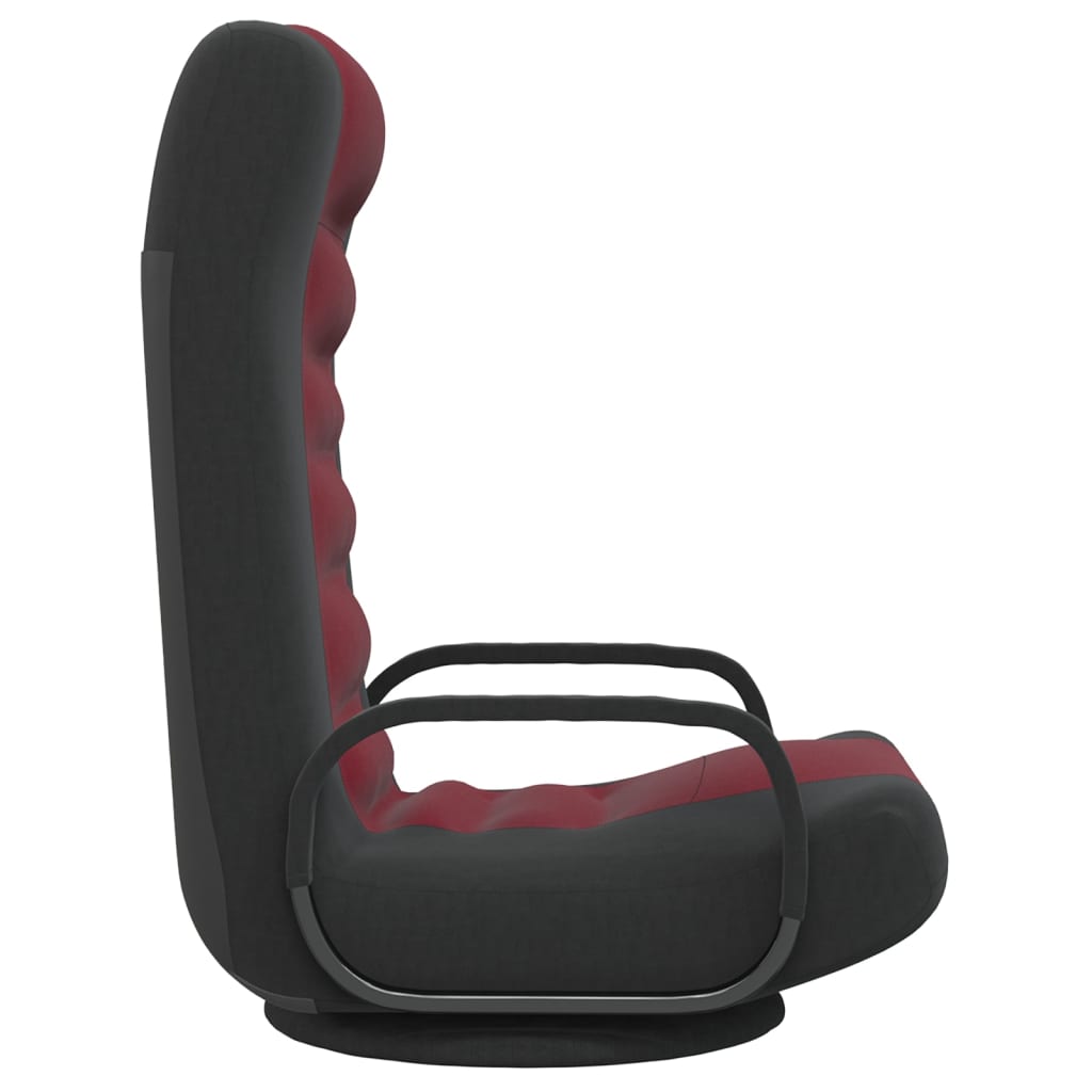 vidaXL Chaise de sol pivotante Noir et rouge bordeaux Tissu