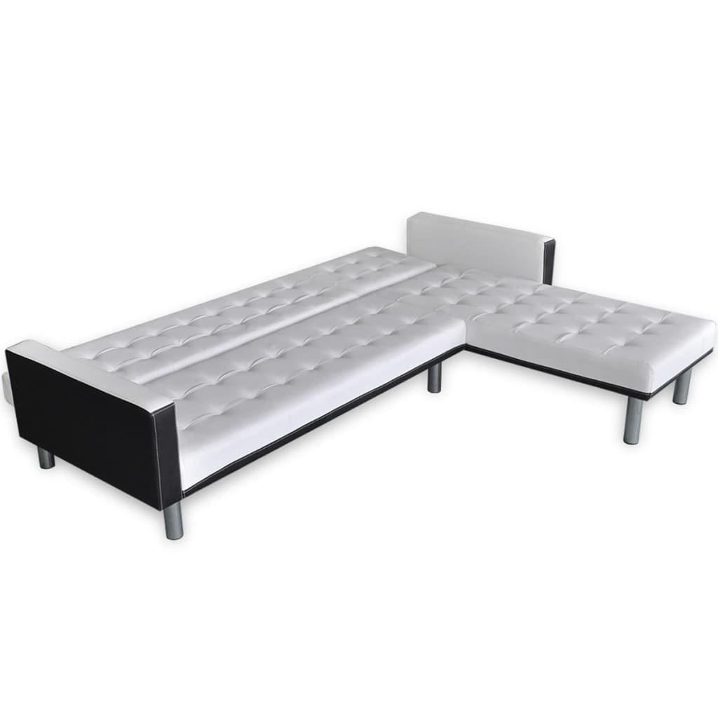 vidaXL Canapé-lit d'angle Cuir synthétique Blanc