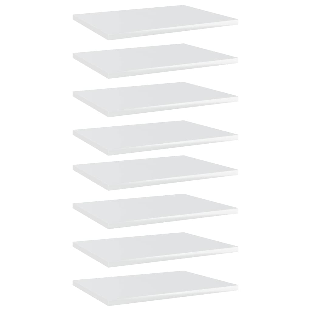 vidaXL Panneaux bibliothèque 8pcs Blanc brillant 40x30x1,5cm Aggloméré