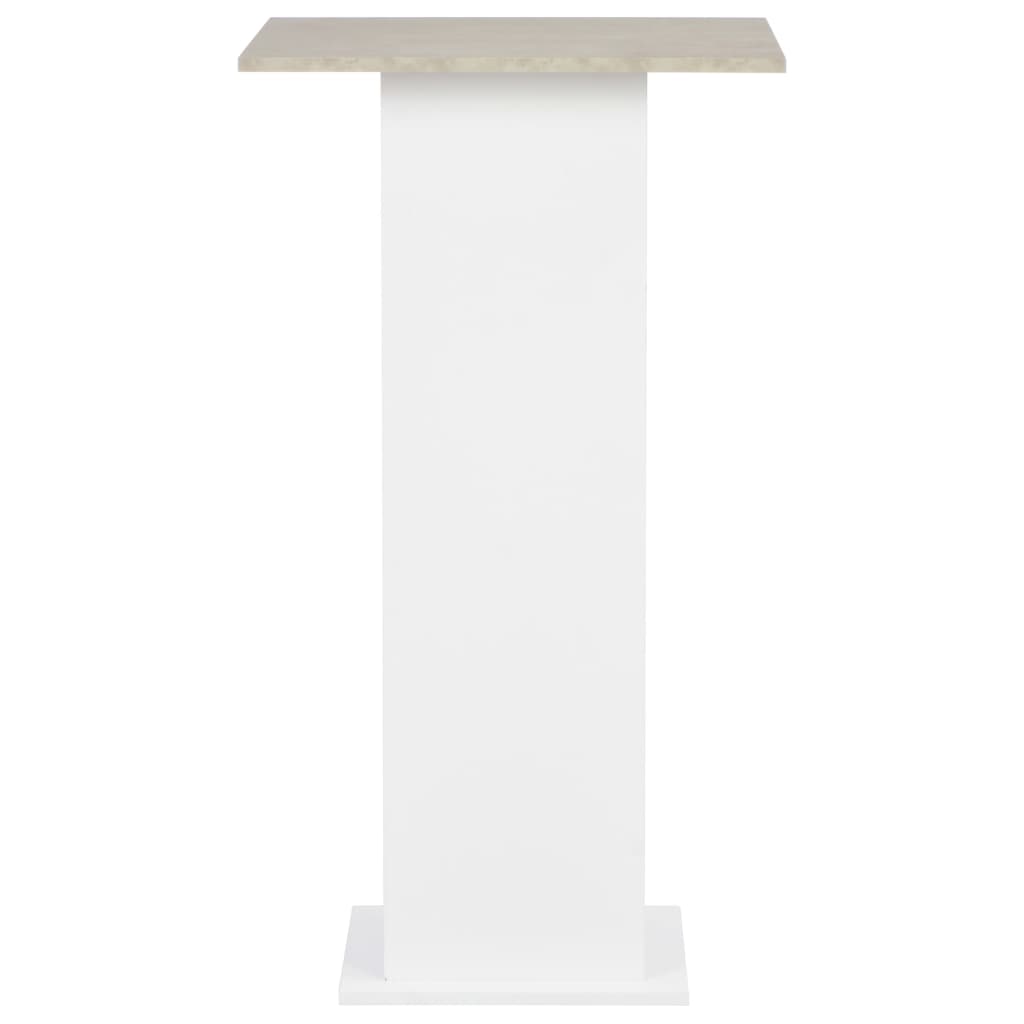 vidaXL Table de bar Blanc et béton 60x60x110 cm