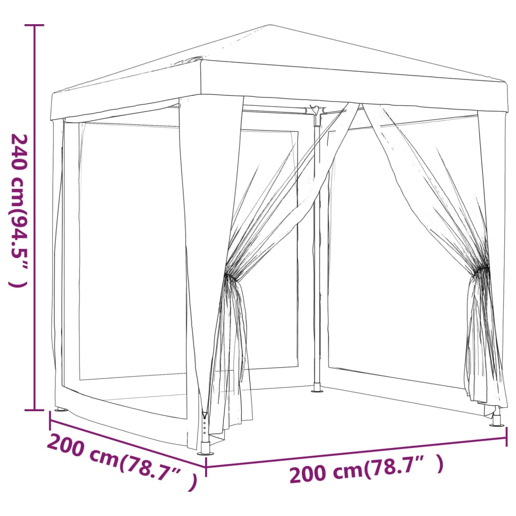 vidaXL Tente de réception avec 4 parois latérales en maille 2x2m Blanc
