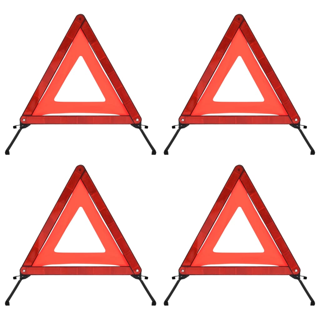 vidaXL Triangles de signalisation routière 4pcs Rouge 56,5x36,5x44,5cm