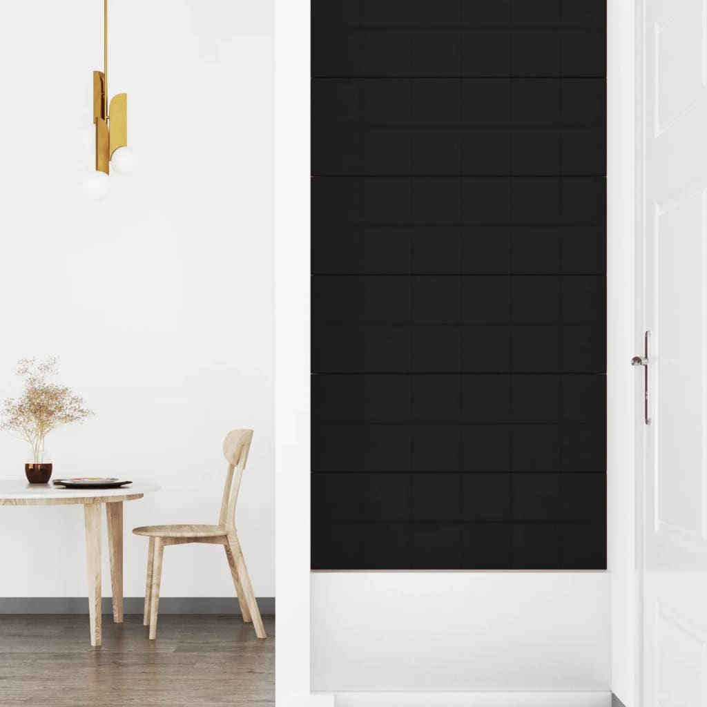 vidaXL Panneaux muraux 12 pcs Noir 90x30 cm Tissu 3,24 m²
