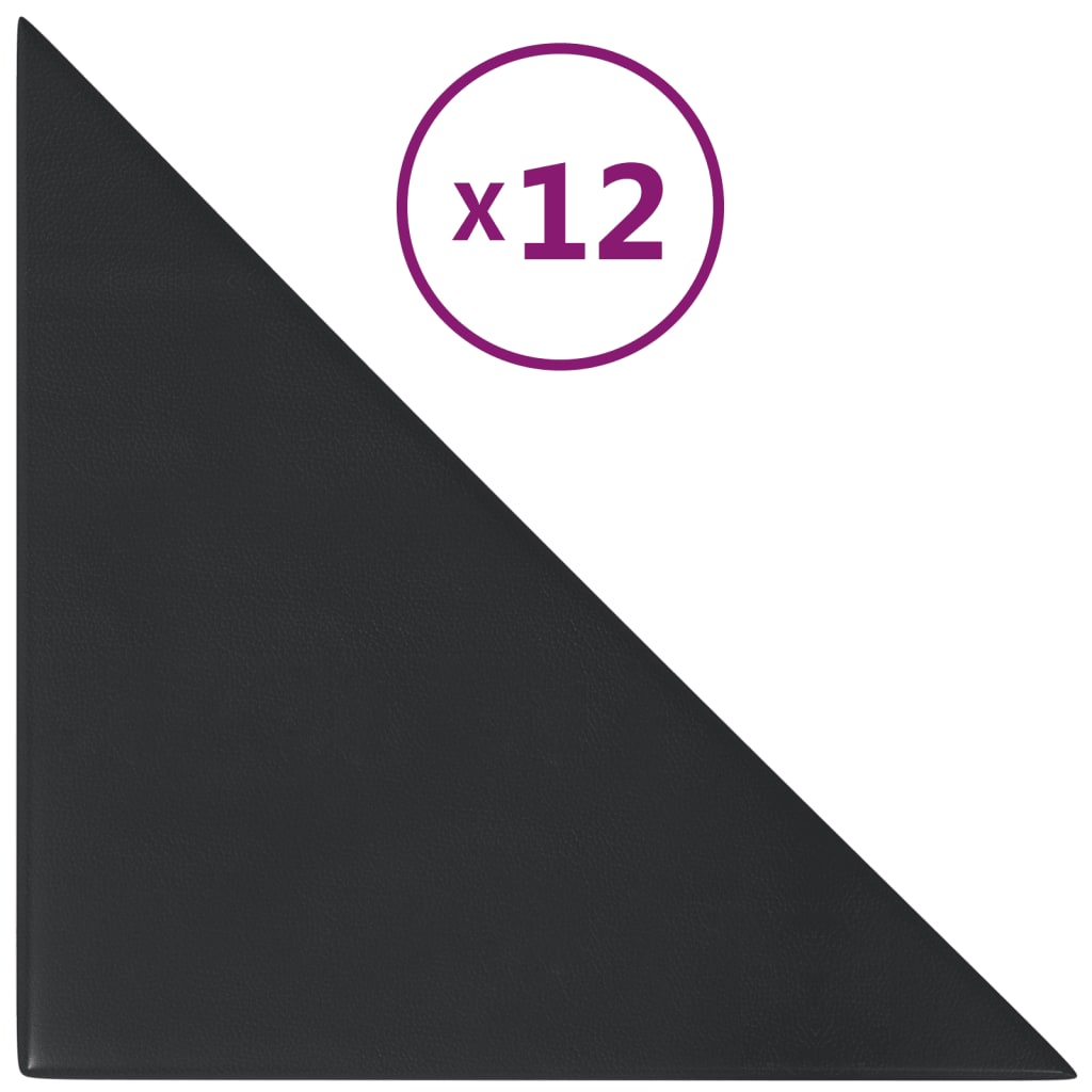 vidaXL Panneaux muraux 12 pcs Noir 30x30 cm Similicuir 0,54 m²
